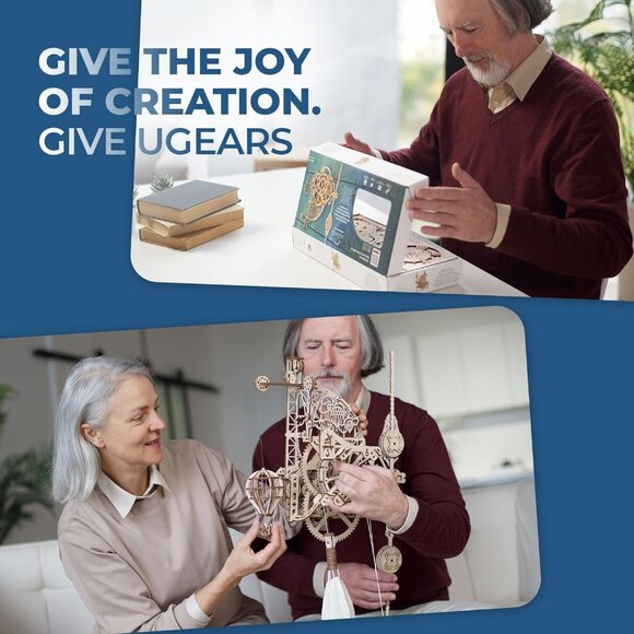 UGEARS Aero Clock 3D Wooden 300+ pcs Puzzle DIY Wood Puzzle Mechanical Kit Wall - Picture 3 of 15